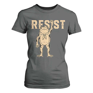 Frog Resist T Shirt For Women Raised Fist Protest Fighter Retro Graphic TS02 Dark Heather Print Your Wear