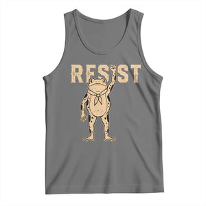 Frog Resist Tank Top Raised Fist Protest Fighter Retro Graphic TS02 Black Heather Print Your Wear