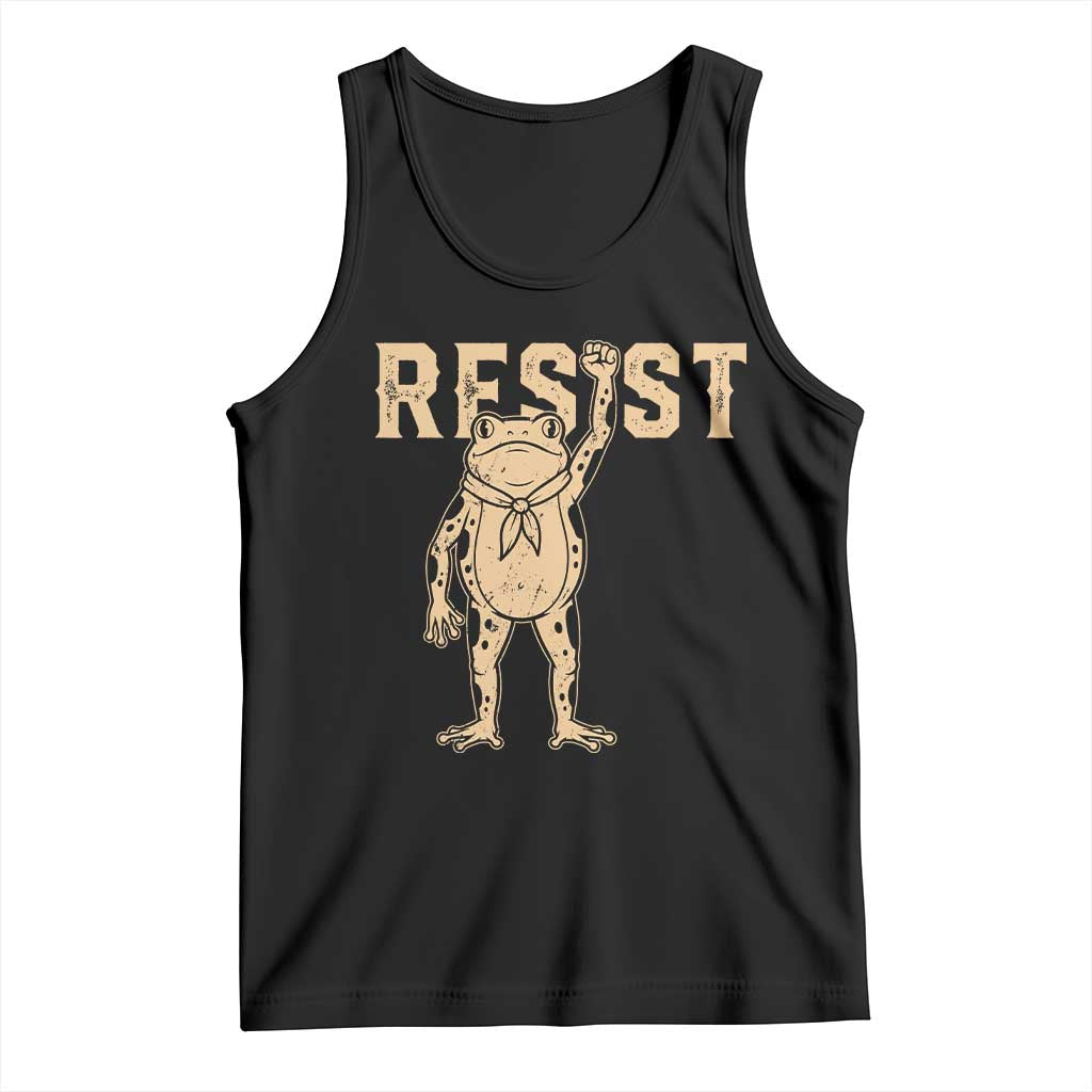 Frog Resist Tank Top Raised Fist Protest Fighter Retro Graphic TS02 Black Print Your Wear