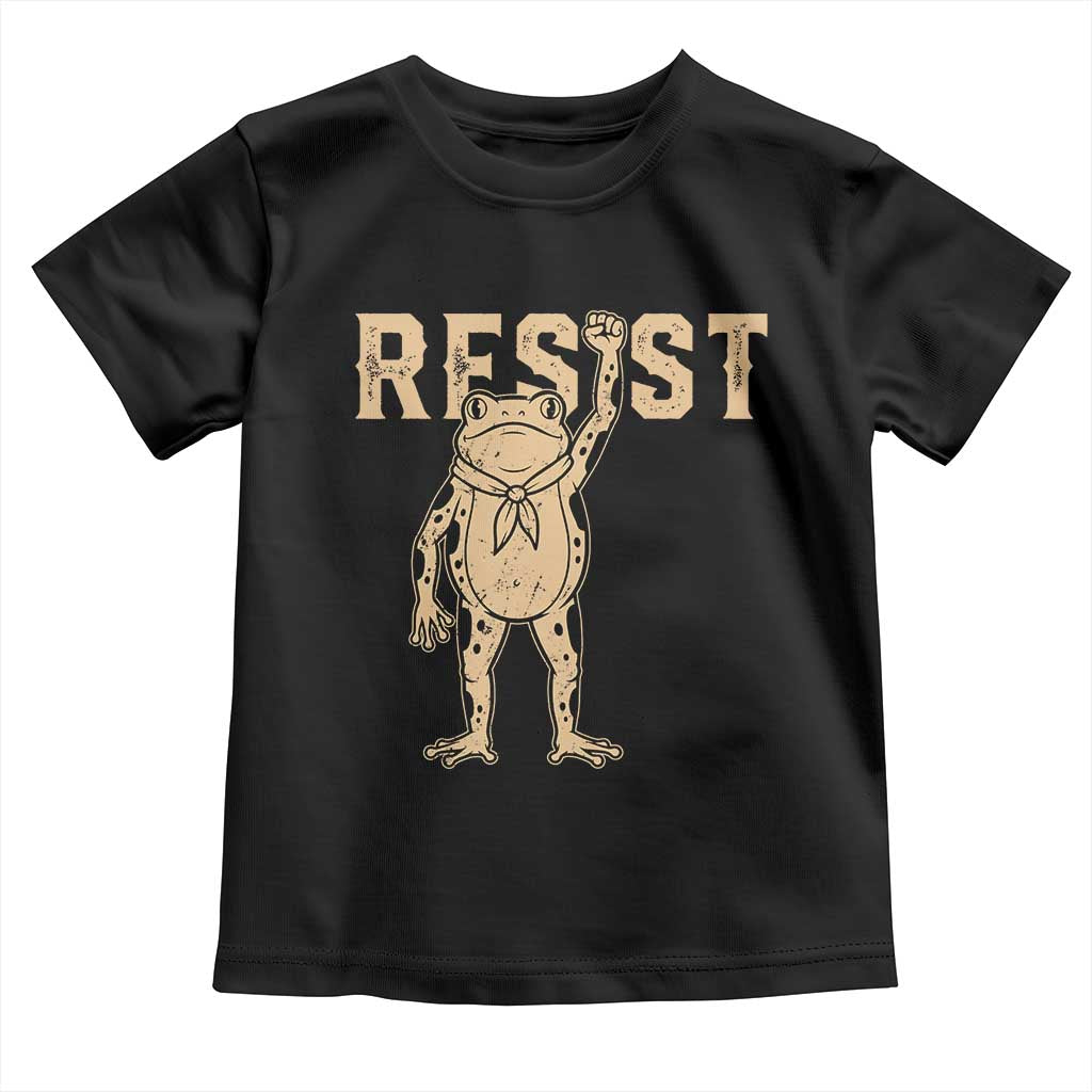 Frog Resist Toddler T Shirt Raised Fist Protest Fighter Retro Graphic TS02 Black Print Your Wear