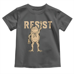 Frog Resist Toddler T Shirt Raised Fist Protest Fighter Retro Graphic TS02 Dark Heather Print Your Wear