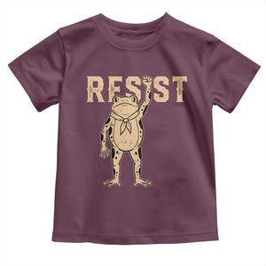 Frog Resist Toddler T Shirt Raised Fist Protest Fighter Retro Graphic TS02 Maroon Print Your Wear