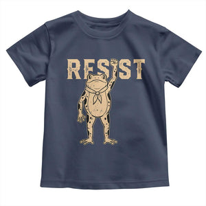 Frog Resist Toddler T Shirt Raised Fist Protest Fighter Retro Graphic TS02 Navy Print Your Wear