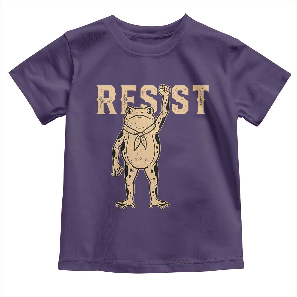 Frog Resist Toddler T Shirt Raised Fist Protest Fighter Retro Graphic TS02 Purple Print Your Wear