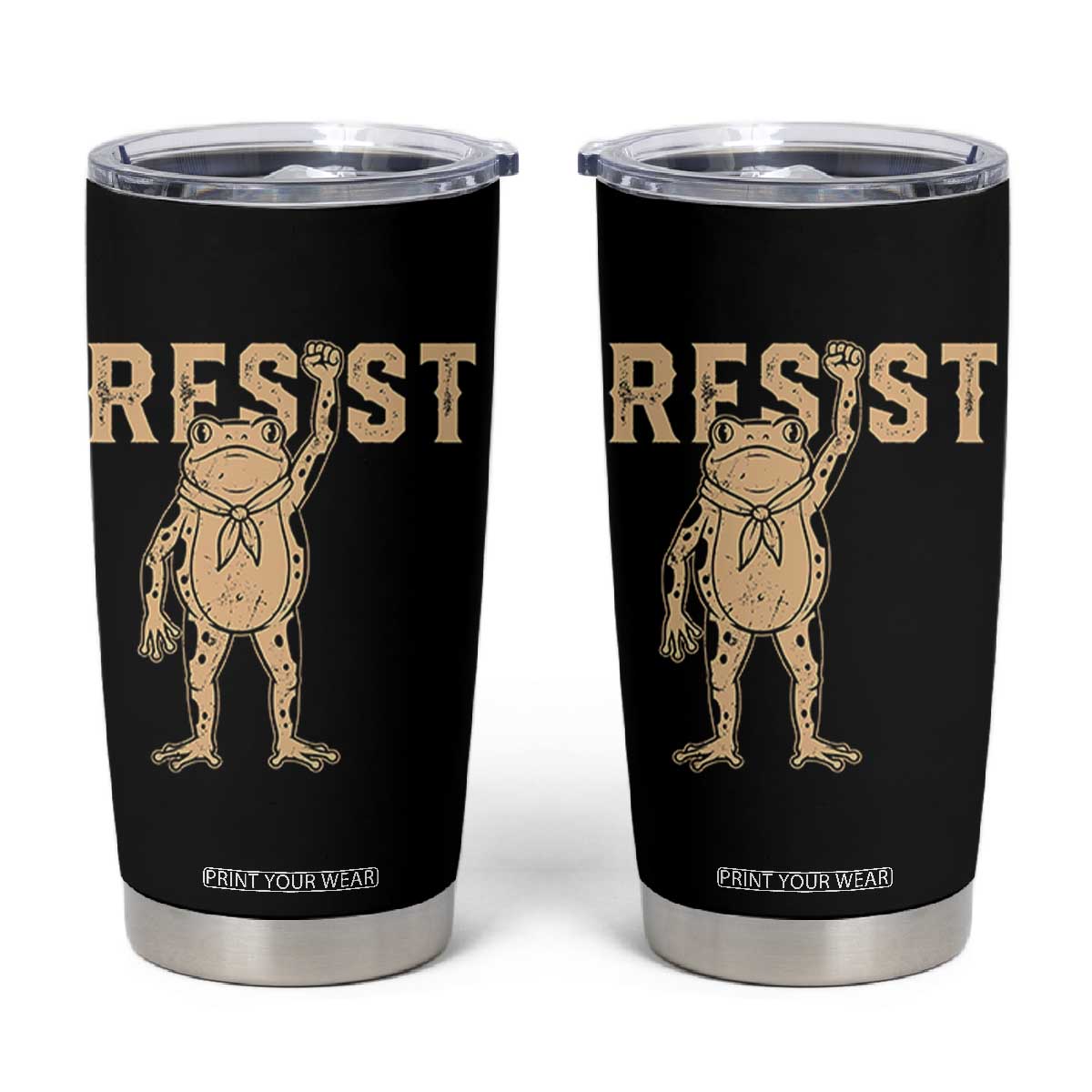 Frog Resist Tumbler Cup Raised Fist Protest Fighter Retro Graphic TS02 Black Print Your Wear