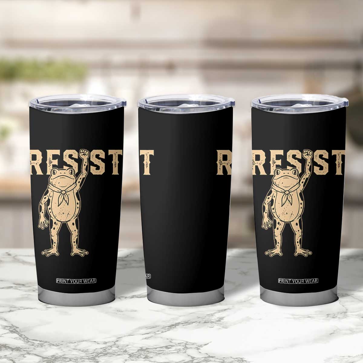 Frog Resist Tumbler Cup Raised Fist Protest Fighter Retro Graphic TS02 Print Your Wear