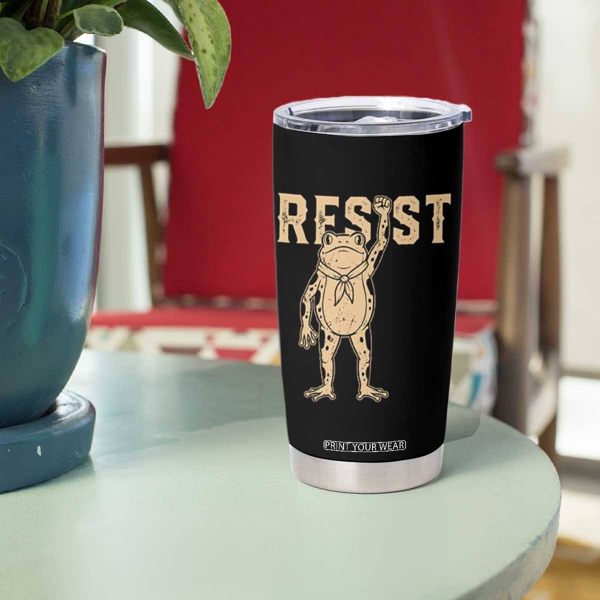 Frog Resist Tumbler Cup Raised Fist Protest Fighter Retro Graphic TS02 Print Your Wear