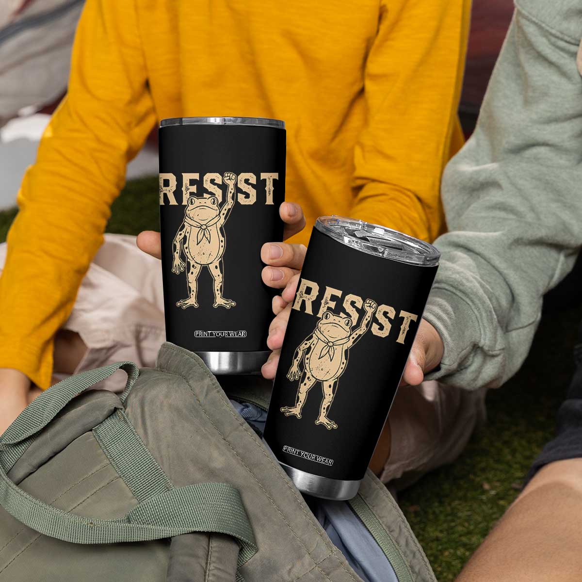 Frog Resist Tumbler Cup Raised Fist Protest Fighter Retro Graphic TS02 Print Your Wear