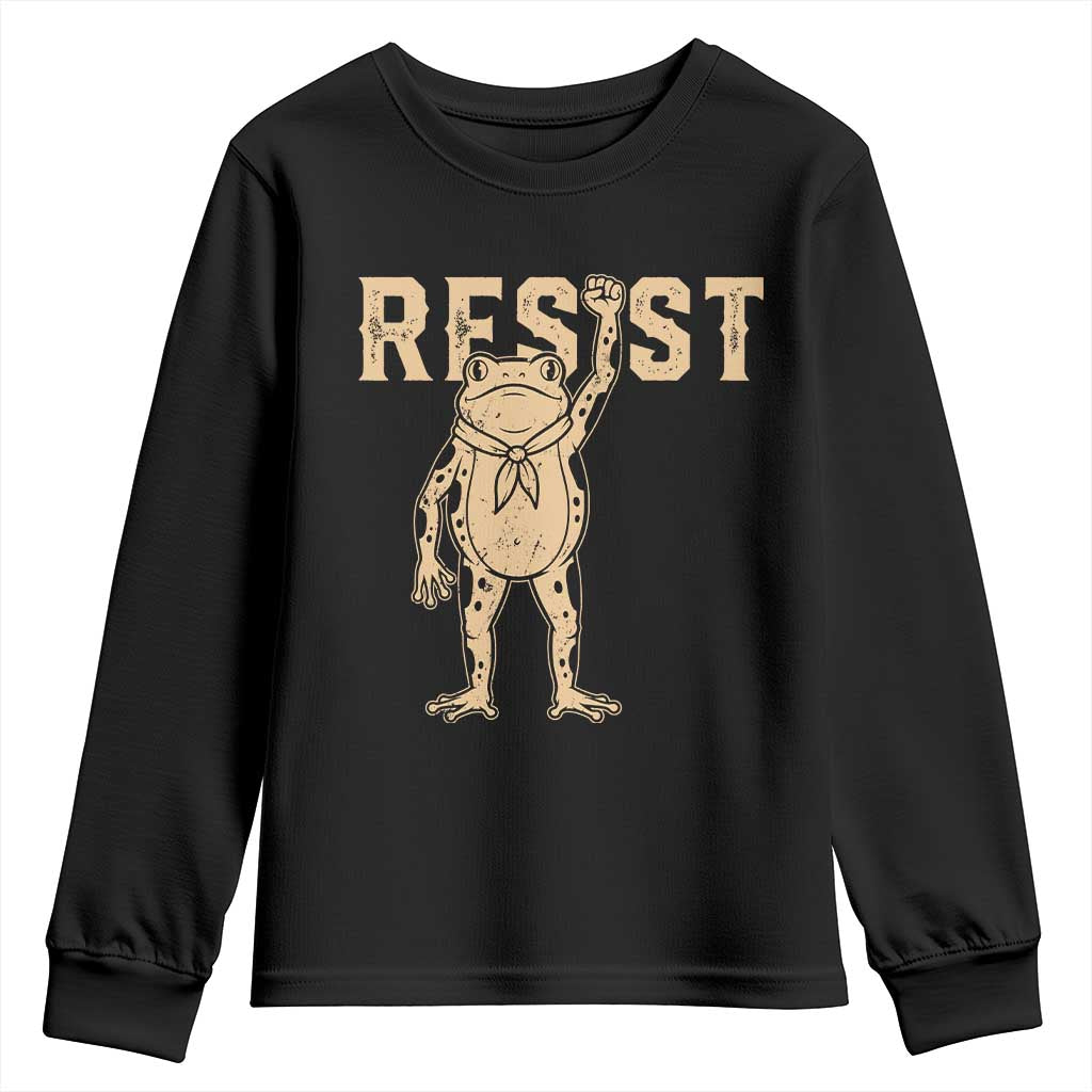 Frog Resist Youth Sweatshirt Raised Fist Protest Fighter Retro Graphic TS02 Black Print Your Wear