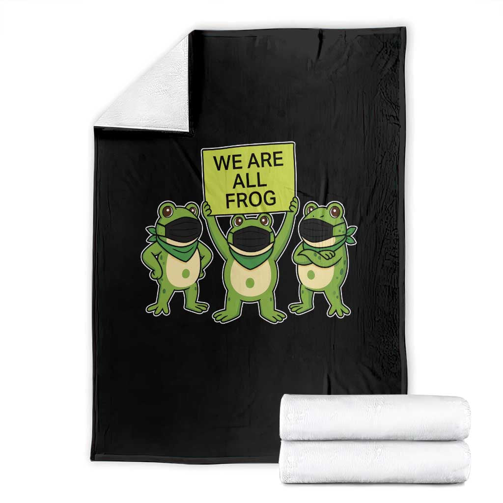 We Are All Frog Throw Blanket Frogs Protest Together Strong TS02 Black Print Your Wear