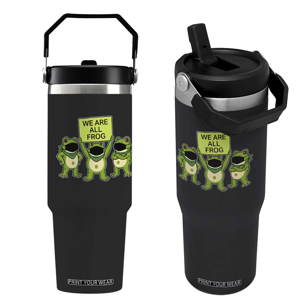We Are All Frog Flip Straw Tumbler Frogs Protest Together Strong TS02 One Size: 30 oz Black Print Your Wear