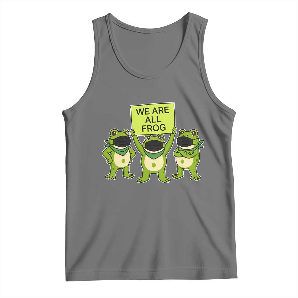 We Are All Frog Tank Top Frogs Protest Together Strong TS02 Black Heather Print Your Wear