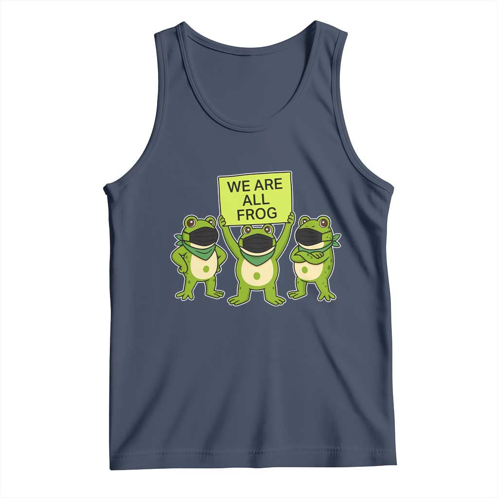 We Are All Frog Tank Top Frogs Protest Together Strong TS02 Navy Print Your Wear
