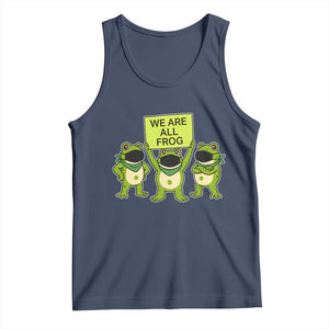 We Are All Frog Tank Top Frogs Protest Together Strong TS02 Navy Print Your Wear