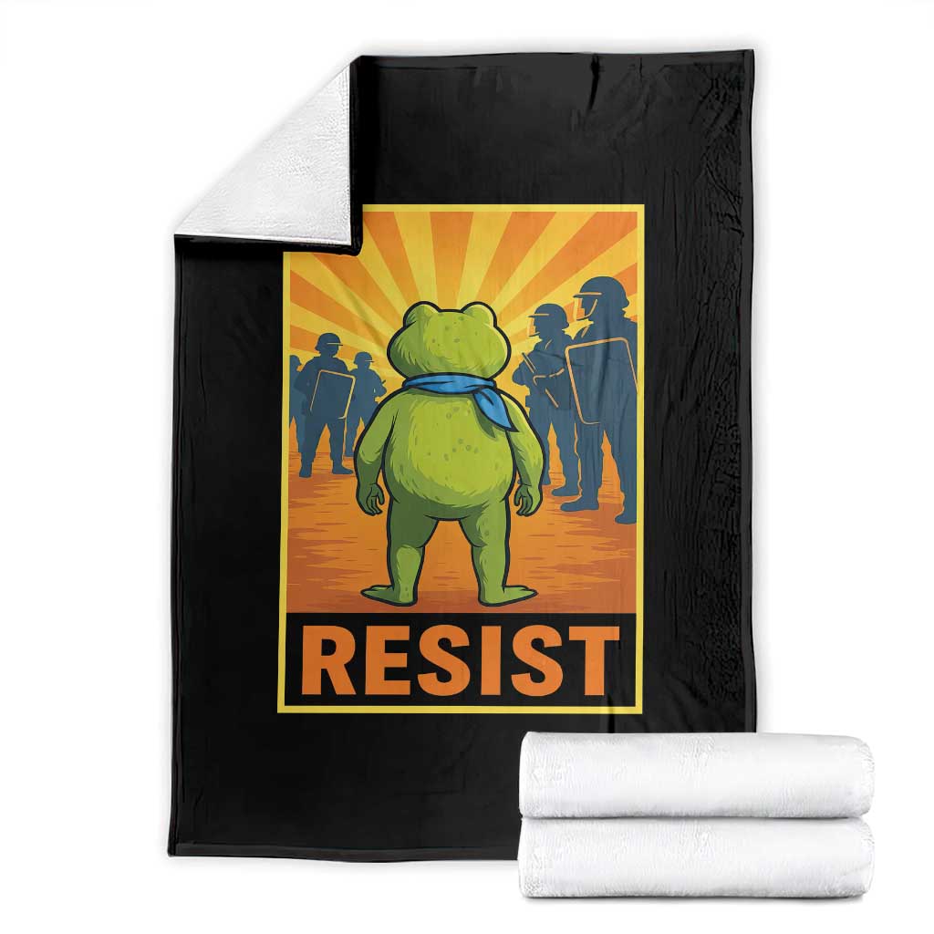 Resist Frog Graphic Throw Blanket Protest Stand Against Fascism - Print Your Wear