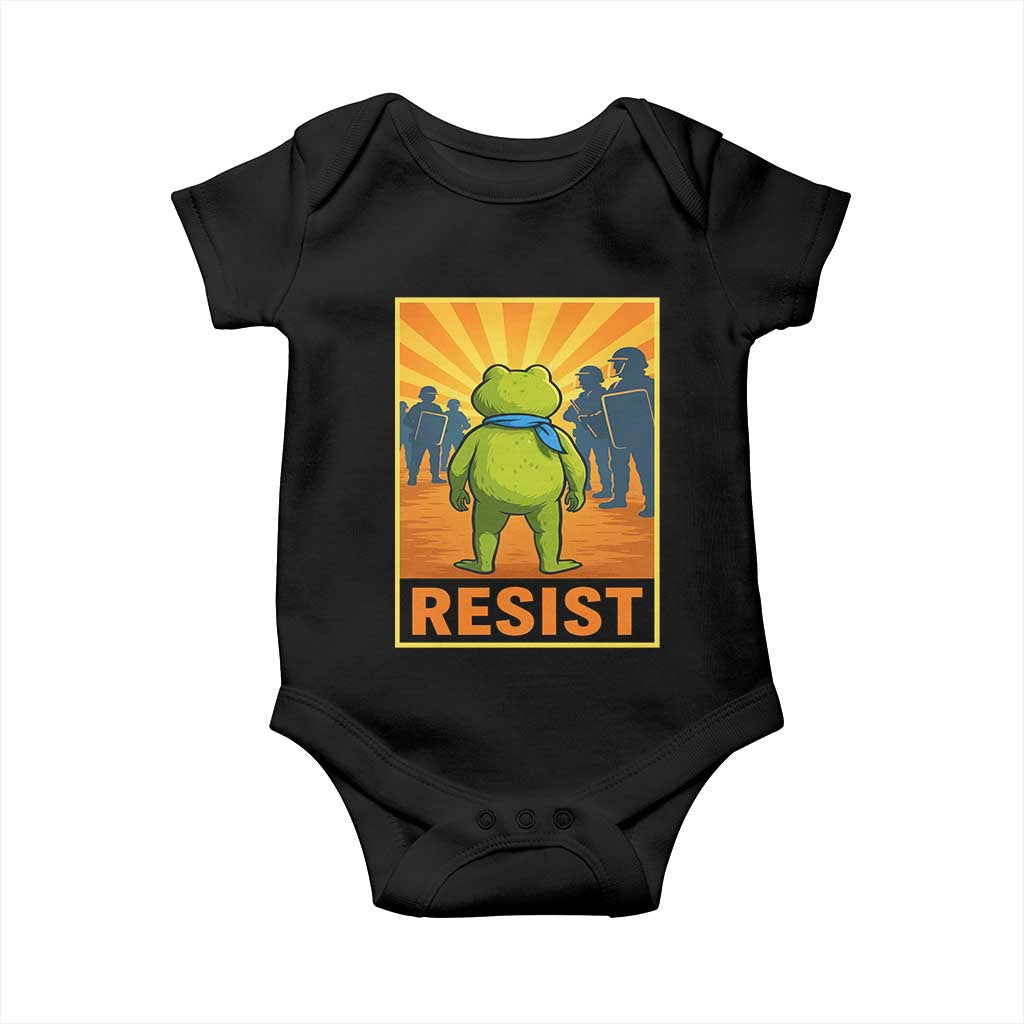 Resist Frog Graphic Baby Onesie Protest Stand Against Fascism TS02 Black Print Your Wear