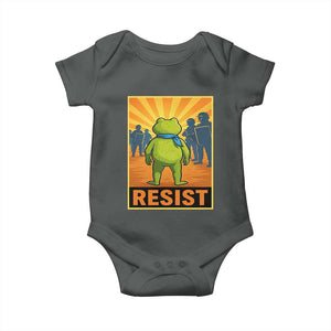 Resist Frog Graphic Baby Onesie Protest Stand Against Fascism TS02 Dark Heather Print Your Wear