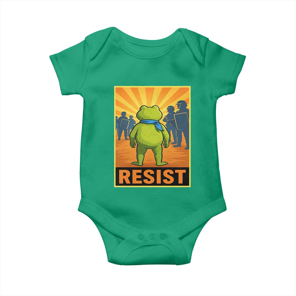 Resist Frog Graphic Baby Onesie Protest Stand Against Fascism TS02 Irish Green Print Your Wear