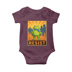 Resist Frog Graphic Baby Onesie Protest Stand Against Fascism TS02 Maroon Print Your Wear