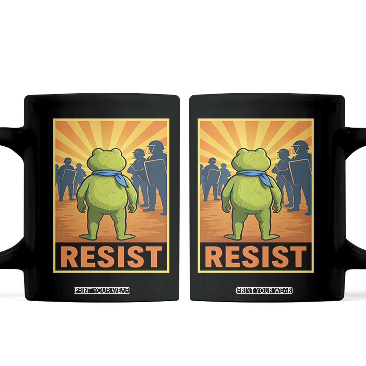 Resist Frog Graphic Coffee Mug Protest Stand Against Fascism TS02 Black Print Your Wear