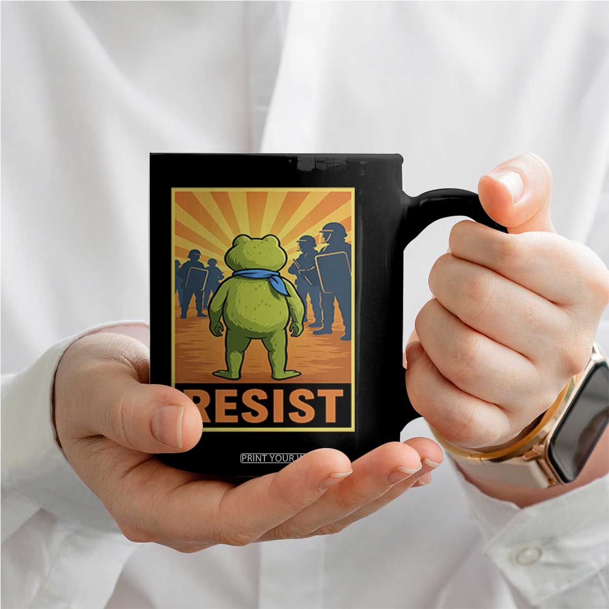 Resist Frog Graphic Coffee Mug Protest Stand Against Fascism TS02 Print Your Wear