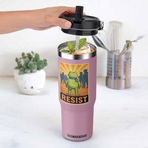 Resist Frog Graphic Flip Straw Tumbler Protest Stand Against Fascism TS02 One Size: 30 oz Light Pink Print Your Wear