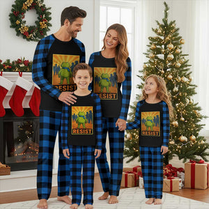Resist Frog Graphic Plaid Pajama Set Protest Stand Against Fascism TS02 Blue Plaid Print Your Wear