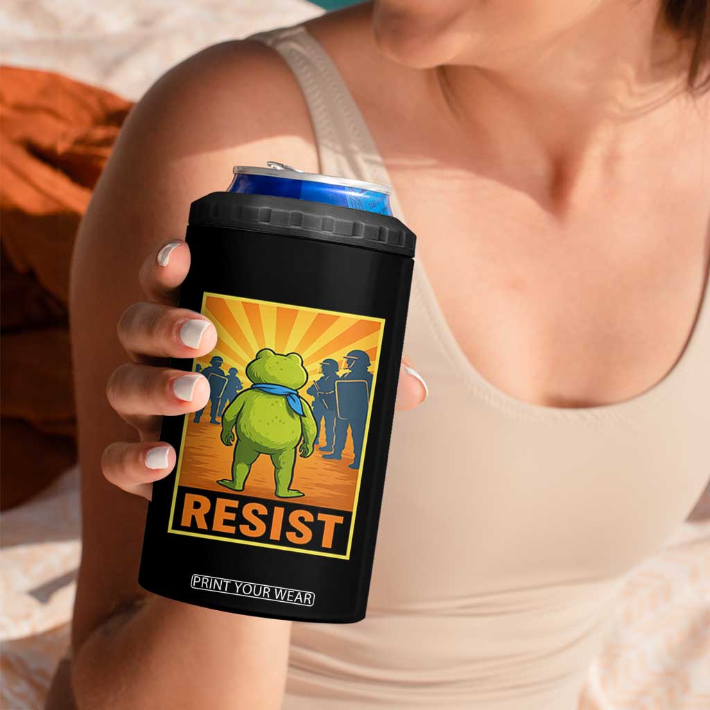 Resist Frog Graphic 4 in 1 Can Cooler Tumbler Protest Stand Against Fascism TS02 Print Your Wear