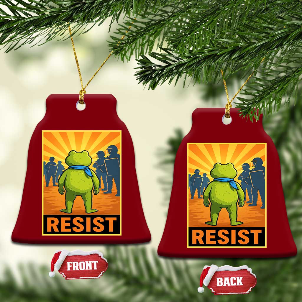 Resist Frog Graphic Ceramic Ornament Protest Stand Against Fascism - Print Your Wear