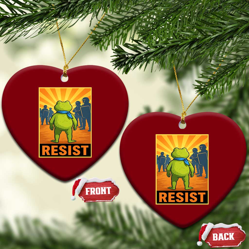 Resist Frog Graphic Ceramic Ornament Protest Stand Against Fascism - Print Your Wear