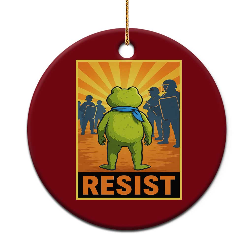 Resist Frog Graphic Ceramic Ornament Protest Stand Against Fascism - Print Your Wear