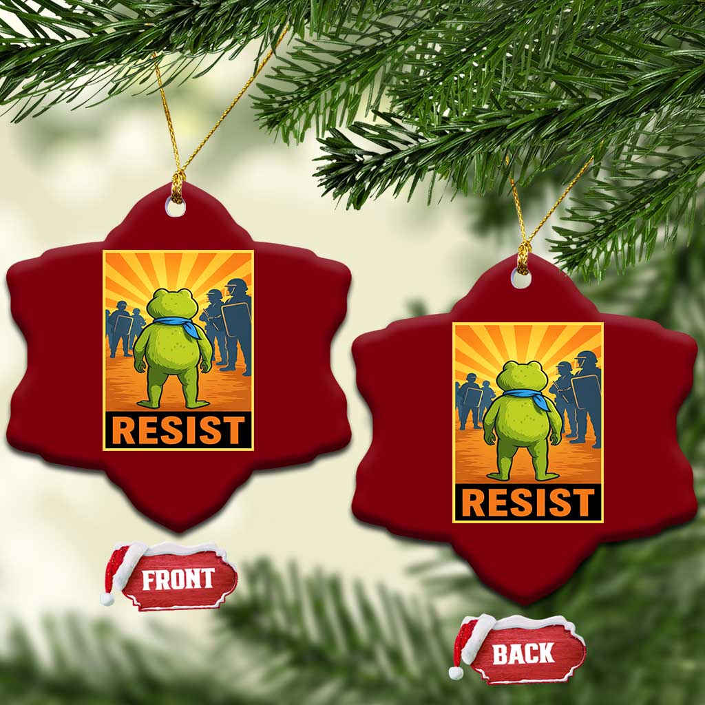 Resist Frog Graphic Ceramic Ornament Protest Stand Against Fascism - Print Your Wear