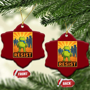 Resist Frog Graphic Ceramic Ornament Protest Stand Against Fascism - Print Your Wear