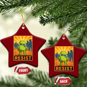 Resist Frog Graphic Ceramic Ornament Protest Stand Against Fascism - Print Your Wear