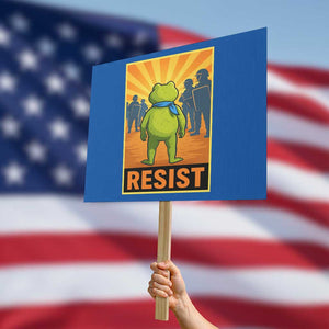 Resist Frog Graphic Protest Sign Protest Stand Against Fascism TS02 Horizontal 18" × 24" Blue Print Your Wear