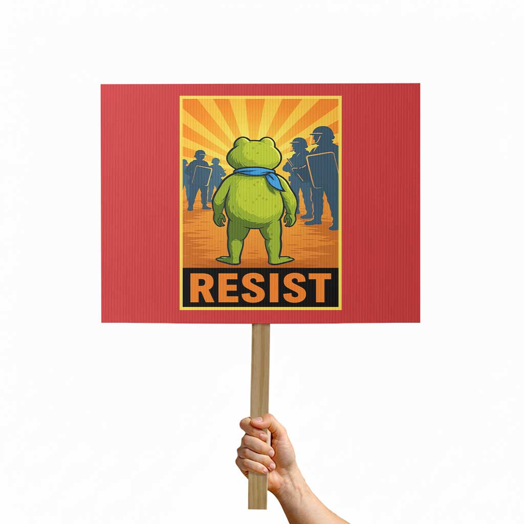 Resist Frog Graphic Protest Sign Protest Stand Against Fascism TS02 Horizontal 18" × 24" Red Print Your Wear
