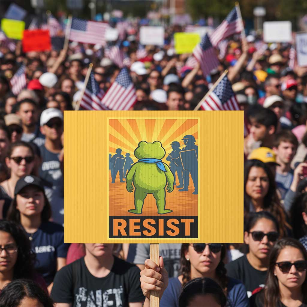 Resist Frog Graphic Protest Sign Protest Stand Against Fascism TS02 Horizontal 18