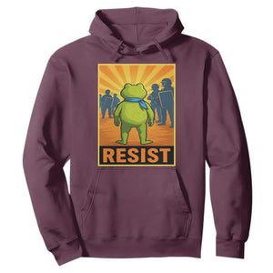 Resist Frog Graphic Hoodie Protest Stand Against Fascism TS02 Maroon Print Your Wear