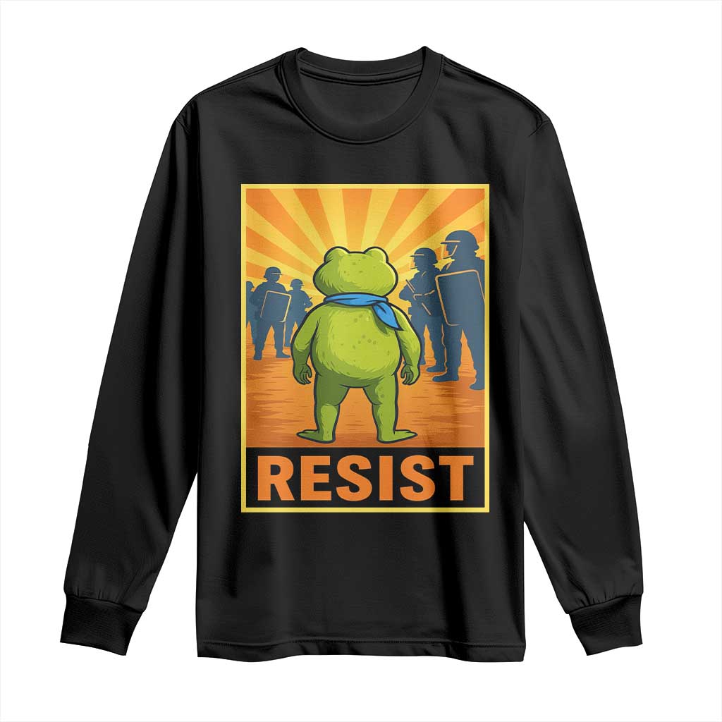 Resist Frog Graphic Long Sleeve Shirt Protest Stand Against Fascism TS02 Black Print Your Wear