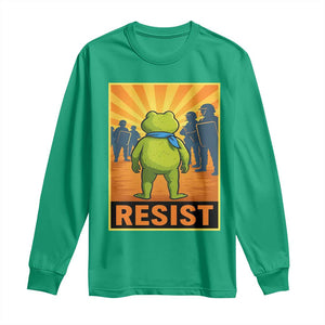 Resist Frog Graphic Long Sleeve Shirt Protest Stand Against Fascism TS02 Irish Green Print Your Wear