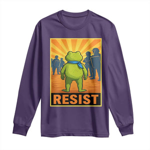 Resist Frog Graphic Long Sleeve Shirt Protest Stand Against Fascism TS02 Purple Print Your Wear