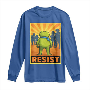 Resist Frog Graphic Long Sleeve Shirt Protest Stand Against Fascism TS02 Royal Blue Print Your Wear