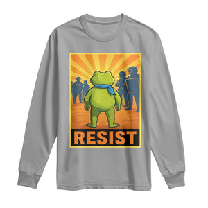 Resist Frog Graphic Long Sleeve Shirt Protest Stand Against Fascism TS02 Sport Gray Print Your Wear