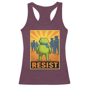Resist Frog Graphic Racerback Tank Top Protest Stand Against Fascism TS02 Maroon Print Your Wear