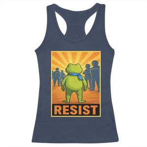 Resist Frog Graphic Racerback Tank Top Protest Stand Against Fascism TS02 Navy Print Your Wear
