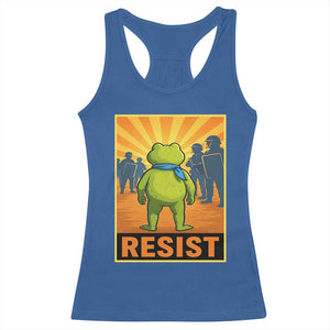 Resist Frog Graphic Racerback Tank Top Protest Stand Against Fascism TS02 Royal Blue Print Your Wear