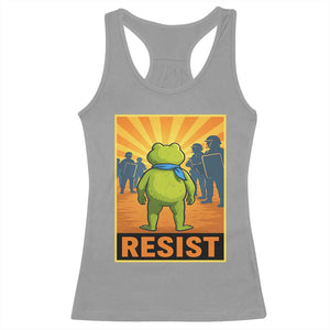 Resist Frog Graphic Racerback Tank Top Protest Stand Against Fascism TS02 Sport Gray Print Your Wear