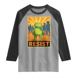Resist Frog Graphic Raglan Shirt Protest Stand Against Fascism TS02 Sport Gray Black Print Your Wear
