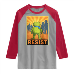 Resist Frog Graphic Raglan Shirt Protest Stand Against Fascism TS02 Sport Gray Red Print Your Wear