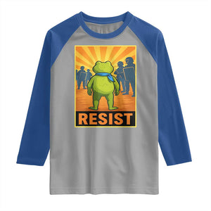 Resist Frog Graphic Raglan Shirt Protest Stand Against Fascism TS02 Sport Gray Royal Print Your Wear